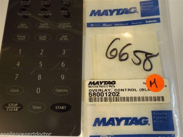 Maytag Microwave 58001202 Overlay, Control (blk) NEW IN BOX Maytag Microwave 58001202 Overlay, Control (blk) NEW IN BOX